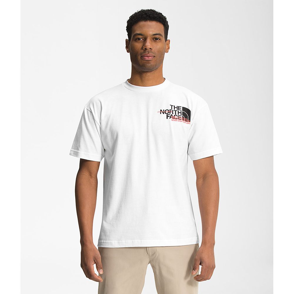 The North Face T-Shirts Mens Australia - The North Face Coordinates Short Sleeve White (RPN-683074)